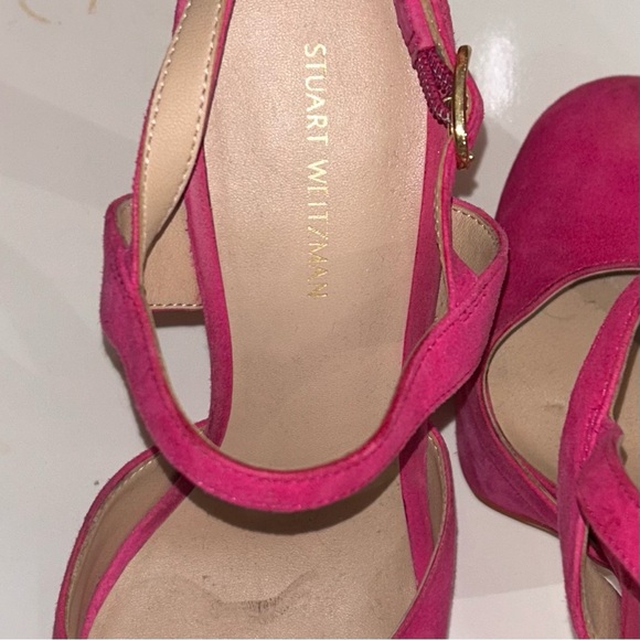 Stuart Weitzman hot pink Avenue 130 Suede Platform Pump - Picture 5 of 6